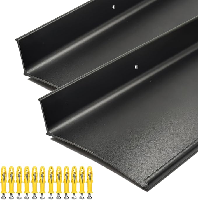 Heavy-Duty 5.12" W 43.3" L Door Rain Drip Guard Overhead,Aluminum Drip Cap for Exterior Doors Window Top,Rain Drip Edge Flashing,Water Deflector,Rain Diverter,Anodized Black 2PCS