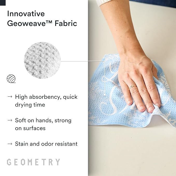 GEOMETRY Holiday Kitchen Dish Cloths - Quick Dry Dishcloths for Kitchen - Premium Dish Rags with Geoweave - 3-Pack Set (Merry Xmas, 10"x10")