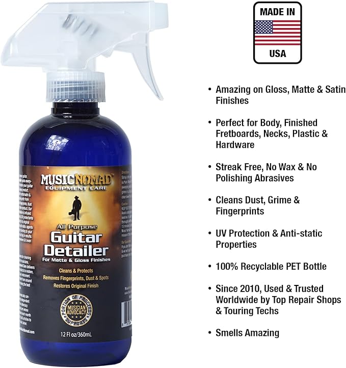 MusicNomad MN152 Premium Guitar Detailer for Matte and Gloss Finishes 12oz