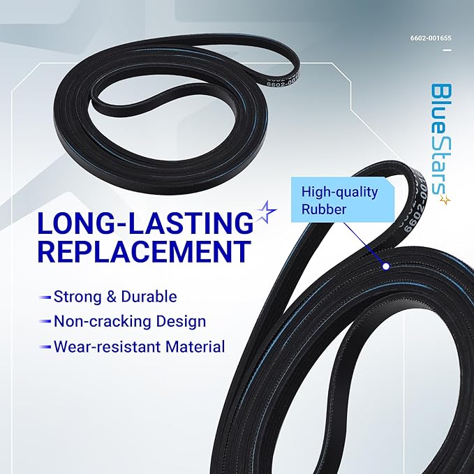 [UPGRADED Dual Ball Bearings] BlueStars 6602-001655/5ph2337 Drum Belt & DC93-00634A Dryer Idler Pulley with Sturdy Clip - Compatible with Samsung, Kenmore DV45H7000EW DV48H7400EW DV42H5000EW