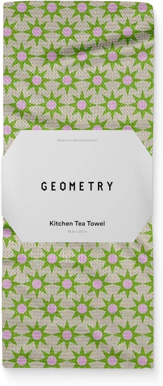 GEOMETRY Spring Kitchen Towels - Quick Dry Microfiber Cloth Spring & Summer Dish Towels for Kitchen Drying - Premium Quick Dry Towel - Sweet Green, 18" x 30" - 1-Pack