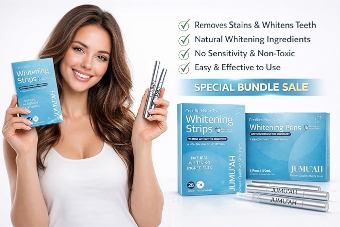 Jumu’ah Teeth Whitening Pens, Certified Non-Toxic, Enamel Safe - NO Sensitivity - Oral Care Teeth Whitener Pen, Vegan & Gentle on Teeth Professional Stain Removal (Pack of 3)