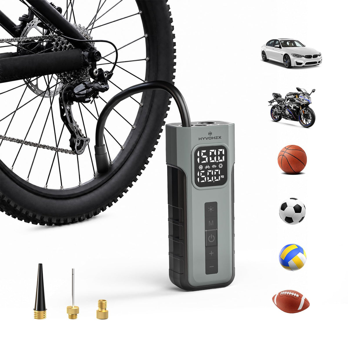 Mini Bike Tire Pump,150PSI Electric Bicycle Pump with Digital - Image 1
