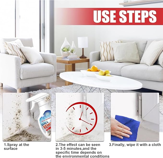 8.46 Fl.Oz Wall Cleaner Spray, Highly Effective Removal Spray, Wall Cleaner for Painted Walls, Wood, Tile, Fabric, Bathrooms, Kitchens, Long-Term Protection (1PCS)