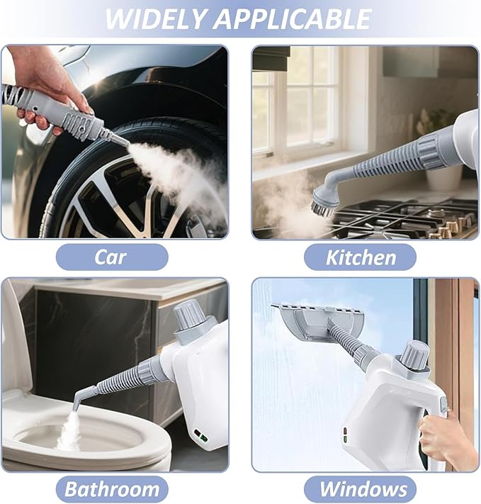 Petyoung Handheld Steam Cleaner, Professional Pressurized Steam Cleaner with 9 Accessories, Multipurpose Steam Cleaner for Home Use, for Cleaning Floor Upholstery Grout Window and Car