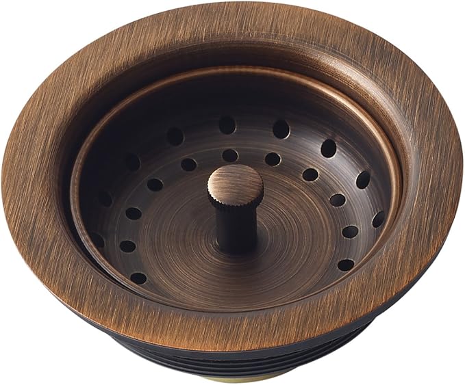 Sinkology Kitchen Sink Basket Strainer Drain TB35-01,Antique Copper