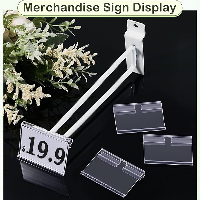 Tatuo 400 Pcs Reusable Plastic Wire Shelf Label Holders, Price Card Sign for Pantry Retail Supermarket Merchandise Shopping Mall Shop Ticket Display Holder Clip on Design, 2.36" L x 1.65" H (Clear)