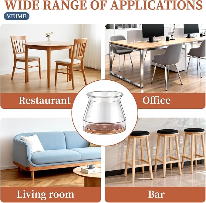 24 Pcs Chair Leg Floor Protectors for Hardwood Floors Silicone Covers Felt Pads Furniture Leg Caps Anti-Scratch Reduce Noise Fit (1-5/16" to 2")