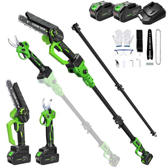 4-in-1 Electric Pole Saw&Pruning Shear Combo, 6" Pole Saw - Image 1