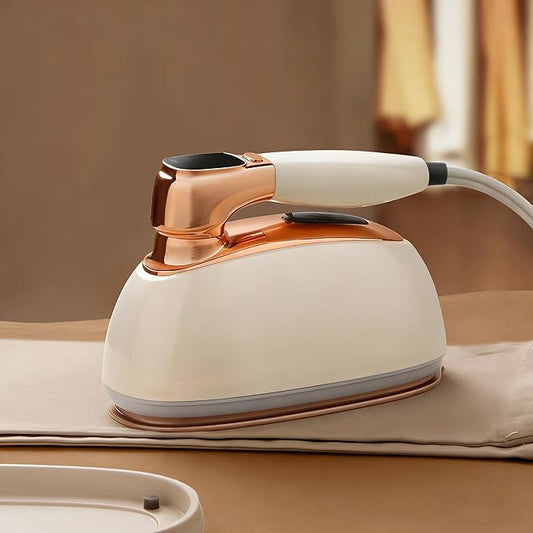 Garment Steamer for Clothes 1400W Portable Travel Steamer 180°Rotating Handle lancha a Vapor Para Ropa with LCD Display Handheld Wrinkle Remover, 260mL Water Tank, Beige
