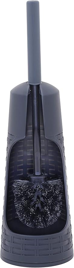Superio Toilet Bowl Brush and Holder Charcoal Grey, Palm Luxe Wicker Toilet Brush with Holder