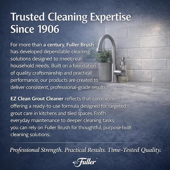 Fuller EZ Clean Grout Cleaner – Professional Strength Tile & Grout Cleaner Spray, Extra Heavy Duty Deep Cleaning Formula, No Mixing Needed, Removes Dirt & Stains, 32 fl. Oz (With Sprayer)
