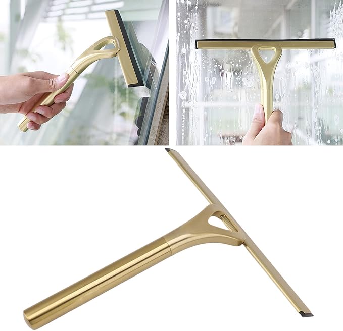 Hapivida Window Squeegee, Durable Stainless Steel Shower Squeegee with Comfortable Handle for Bathroom Mirrors Car Windows Glass Surfaces Cleaning Tool