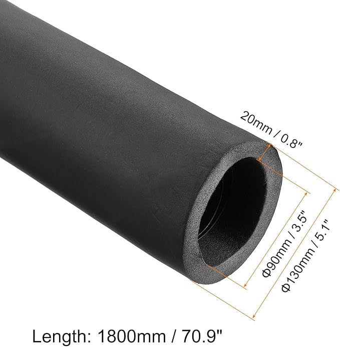 PATIKIL 70.9" L x 3-1/2"ID x 0.8" T Pipe Insulation Foam Tube, Water Pipe Insulation Tubing Heat Preservation for Plumbing Water AC Pipe Sprinkler Spigot, Black