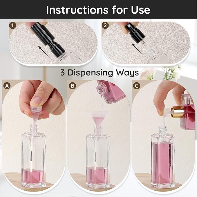 Segbeauty 20pcs 1oz Refillable Glass Perfume Spray Bottle, Empty Travel Cologne Sprayer, 30ml Travel Atomizer Sprayer for Perfume Glass Spray Bottles, Bulk Fragrance Atomizer with Dispensing Tool