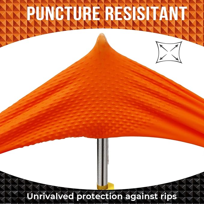 10 Mil Nitrile Disposable Gloves Heavy Duty Mechanic Gloves Raised Diamond Texture Thick (Orange of 1000,Medium)