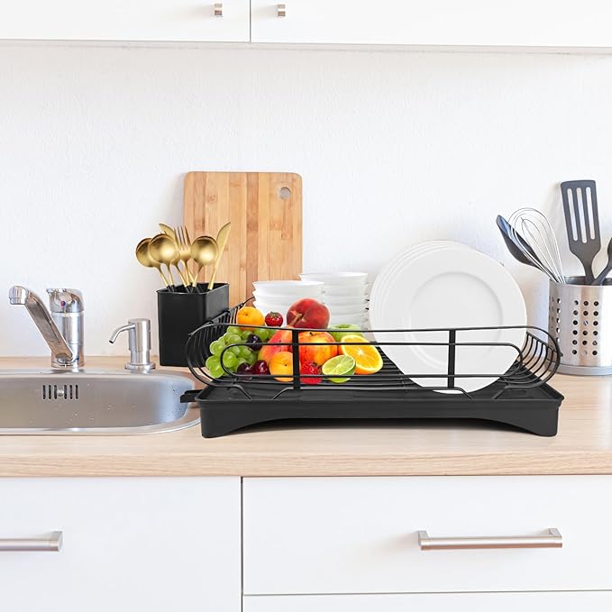 Dish Drying Rack Detachable - Large Capacity Rust Resistant Dish Drying Rack with Cutlery Holder, Kitchen Counter, Sink Organization and Storage Essentials, Home and Apartment Decor,16.53''L x 11.8''W