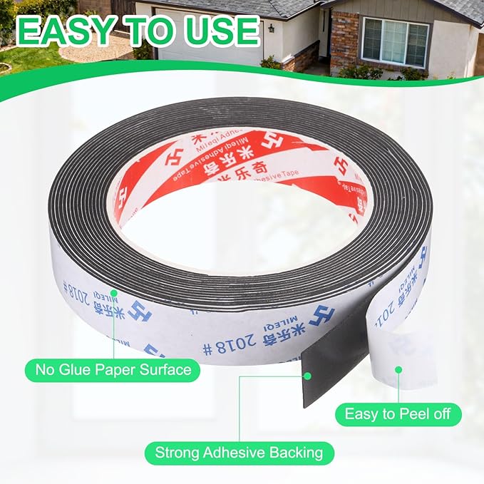 PATIKIL 5Roll Sponge Rubber Foam Tape, 25/32" W x 5/64" t x 16.4ft l Self-Adhesive Foam Insulation Tape Weather Stripping for Window Door Soundproofing Weatherstrip AC Seal Strip, Black