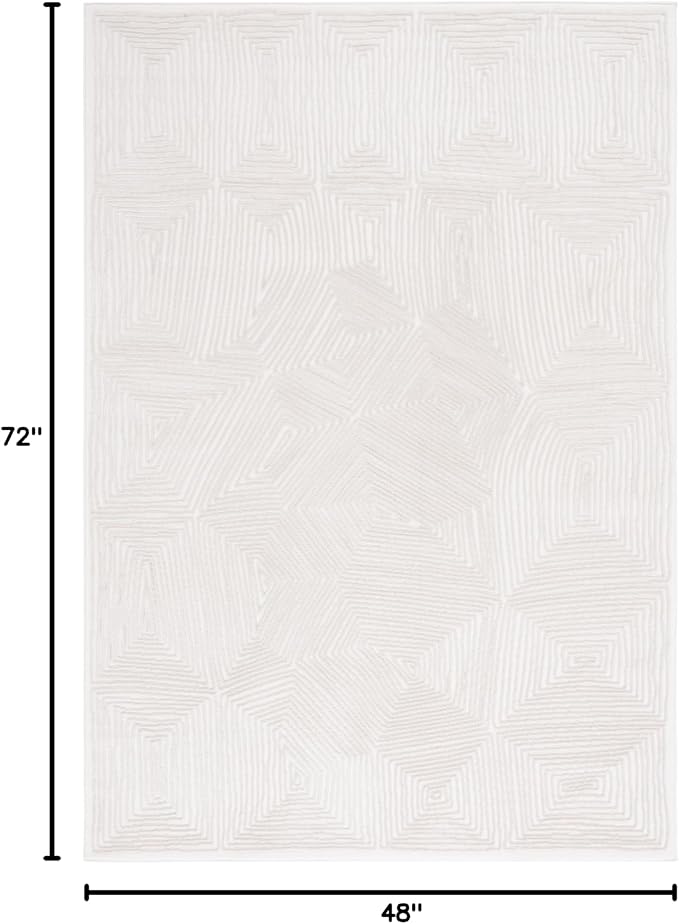 SAFAVIEH Prestige Collection Area Rug - 4' x 6', Ivory & Beige, Geometric Design, Non-Shedding & Easy Care, Ideal for High Traffic Areas in Living Room, Bedroom, Dining (PTE120A-4)