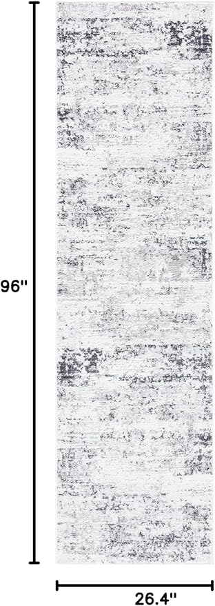 SAFAVIEH Amelia Collection Runner Rug - 2'2" x 8', Ivory & Grey, Modern Abstract Design, Non-Shedding & Easy Care, Ideal for High Traffic Areas in Living Room, Bedroom (ALA700C)