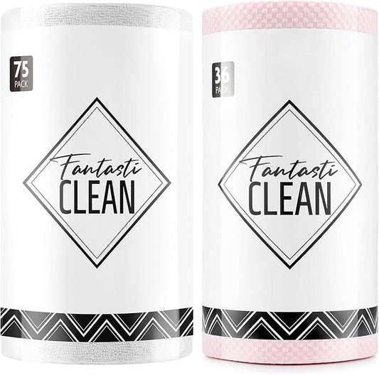 Fantasticlean Tear-Away Microfiber Cleaning Cloth Roll, Reusable Washable Kitchen Towels, Super Absorbent Dish Cloths