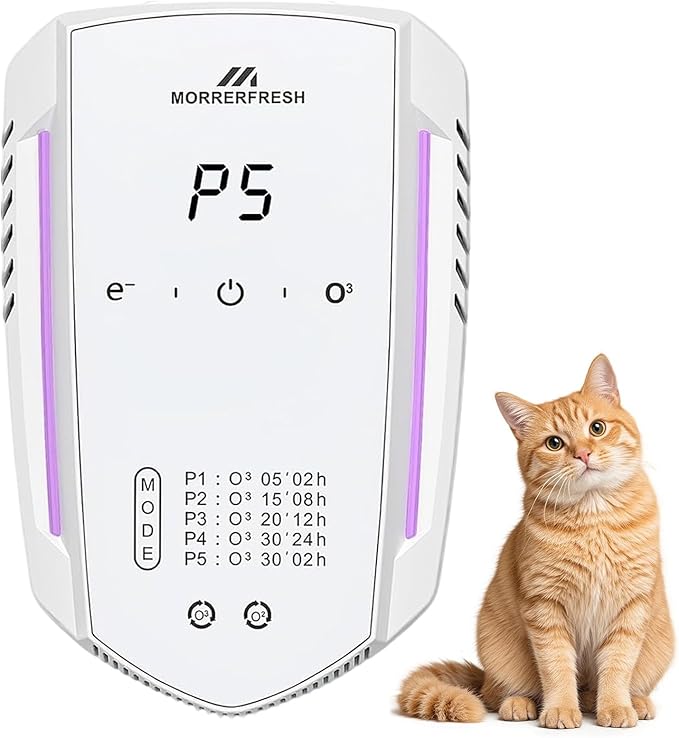 Cat Litter Deodorizer Air Ionizer Ozone Generator Odor Eliminator for Home Pets Litter Box Room Toilet Garage Air Purifier or Car, Rooms, Smoke 99% Pets Poof Odor Eliminator Odor Removal