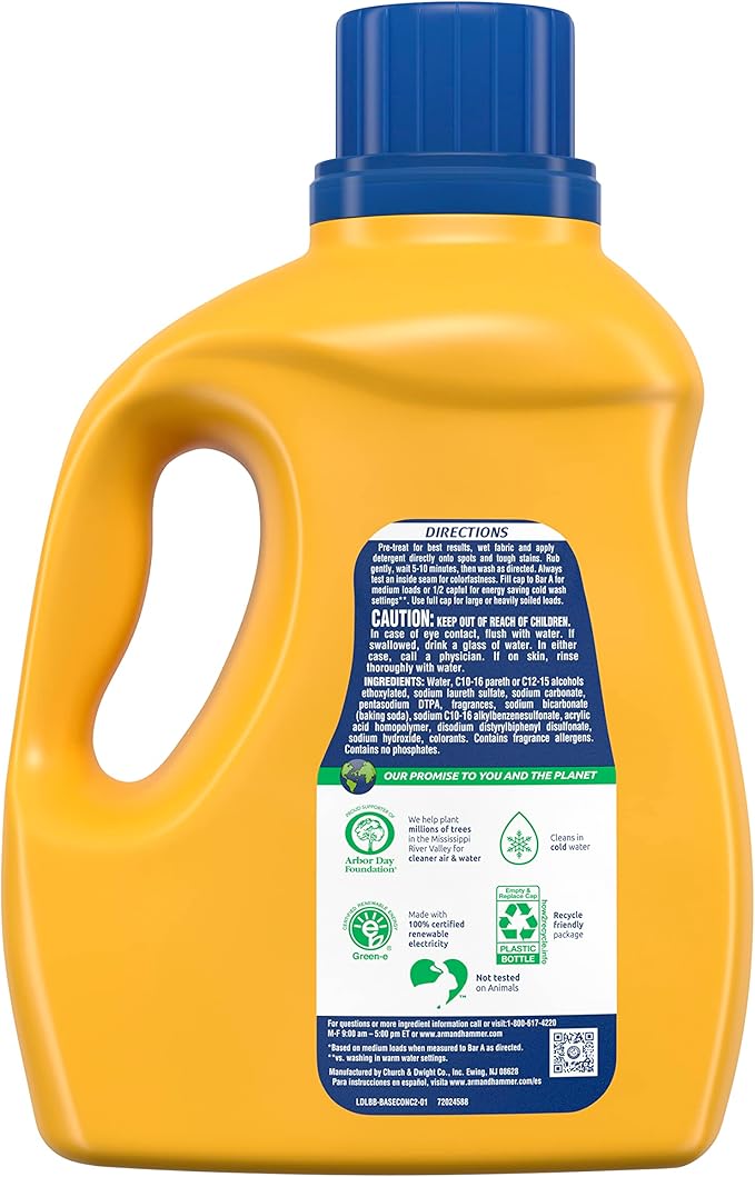 Arm & Hammer Liquid Laundry Detergent, Clean Burst | 105 Loads | 105 fl oz | Pack of 2