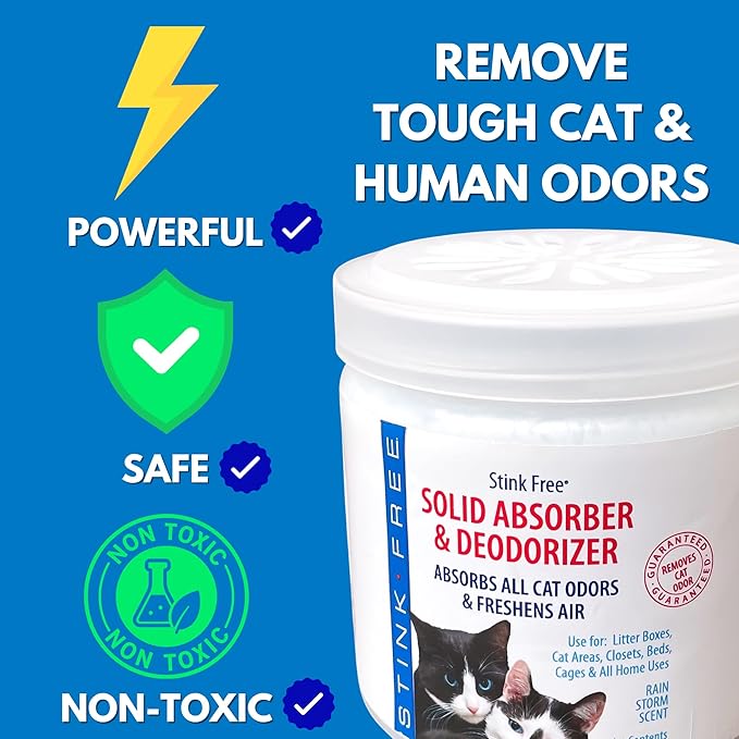 Cat Solid Freshener, Absorber & Deodorizer - Room Purifier, Bathroom Odor Eliminator, Basement, Bedroom, House, Office etc. 15 oz. Rainstorm Fragrance