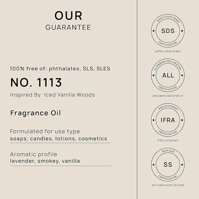 VINEVIDA 16oz Iced Vanilla Woods Fragrance Oil for Candle Making - Made in USA Natural Candle Scents