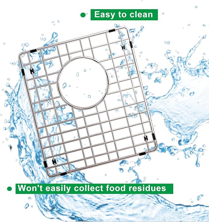 Sink Protectors for Kitchen Sink 15" x 13", Stainless Steel Sink Grid protectors for Kitchen Sink with Certer Drain Hole, Metal Protector for Sink with Sink Strainers