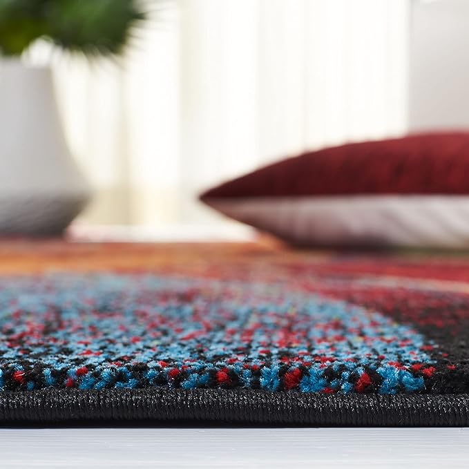 SAFAVIEH Glacier Collection 10'6" x 14' Red/Green GLA126Q Modern Abstract Non-Shedding Living Room Bedroom Dining Home Office Area Rug