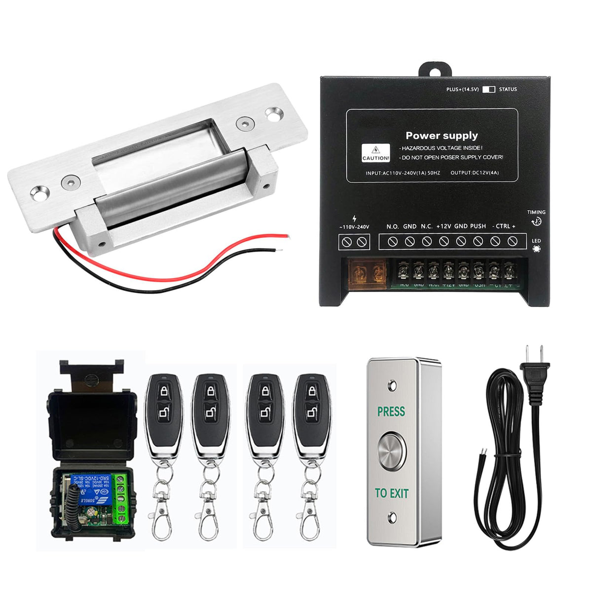 Electric Strike Door Access Control Kit Remote Control, Fail - Image 1
