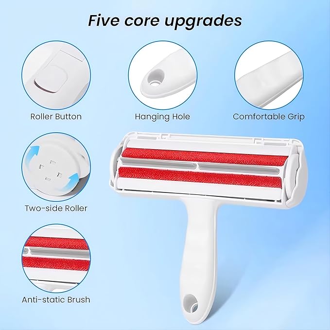 Reusable Pet Hair Remover Roller – Dog & Cat Fur Lint Cleaner for Sofa, Carpet, Bed & Car Seats – No Adhesive Required
