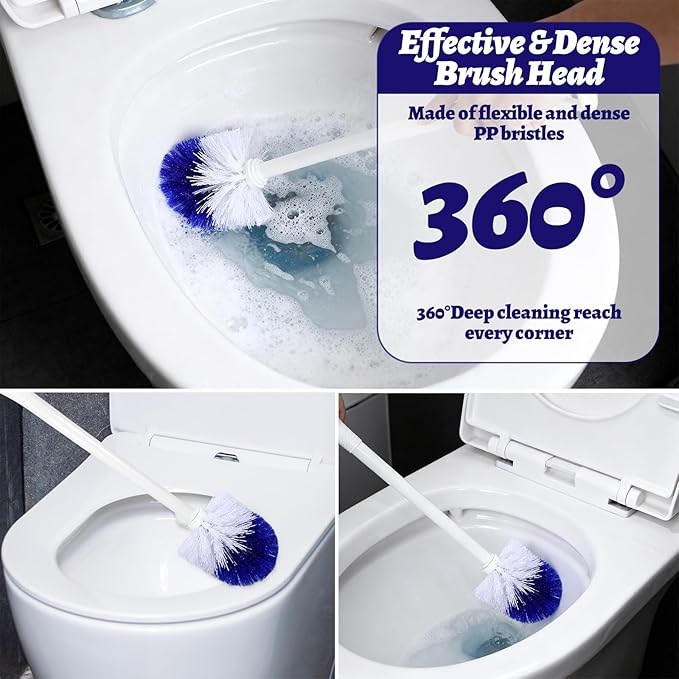 12 Pcs Toilet Brush, 18.5 Inch Long Plastic Handled Toilet Bowl Cleaning Brush Soft Bristle Heavy Duty Long Scrubber for Household Bathroom Cleaning Supplies