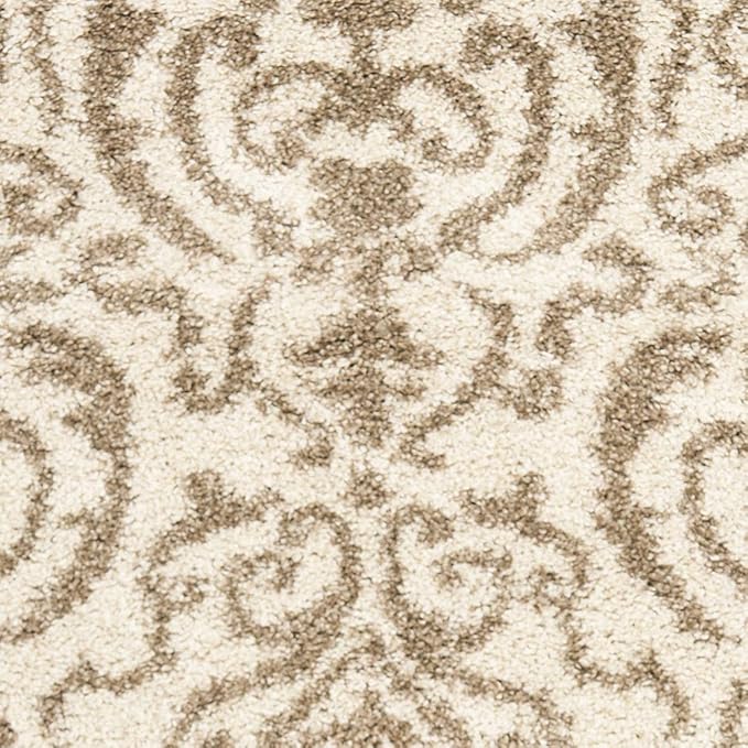 SAFAVIEH Florida Shag Collection Runner Rug - 2'3" x 10', Cream & Beige, Damask Design, Non-Shedding & Easy Care, 1.2-inch Thick Ideal for High Traffic Areas in Living Room, Bedroom (SG462-1113)