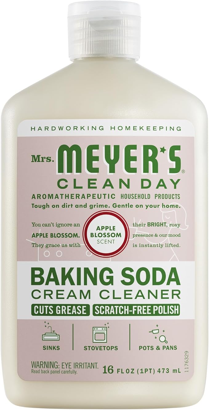 Baking Soda Cream Cleaner, Cuts Grease, Scratch-Free Polish, Apple Blossom Scent, 16 Fl Oz