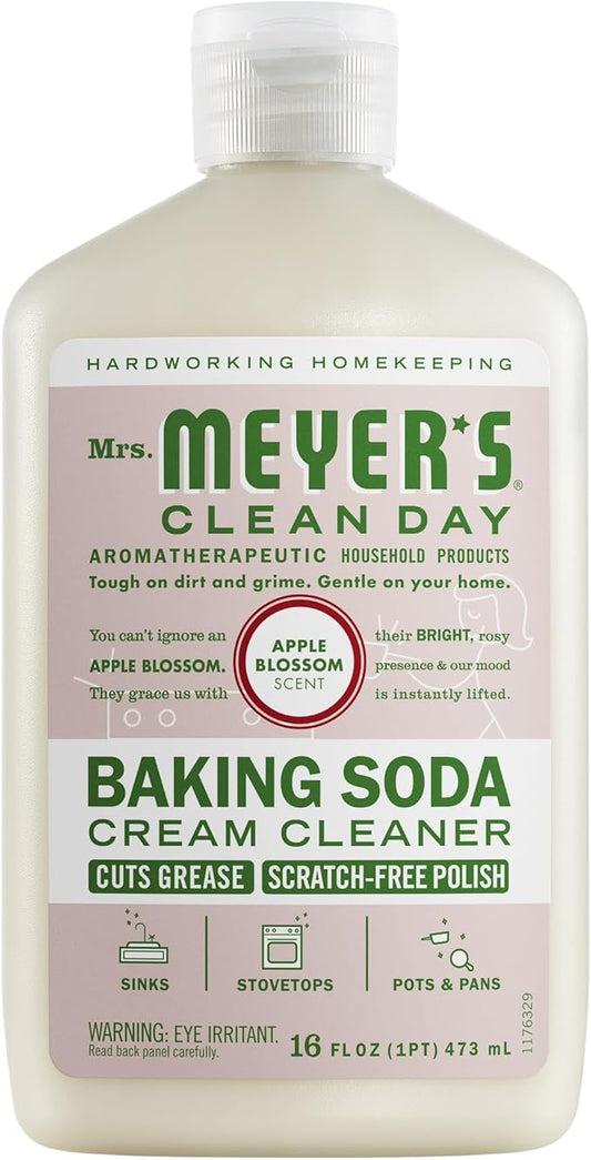 Baking Soda Cream Cleaner, Cuts Grease, Scratch-Free Polish, Apple Blossom Scent, 16 Fl Oz
