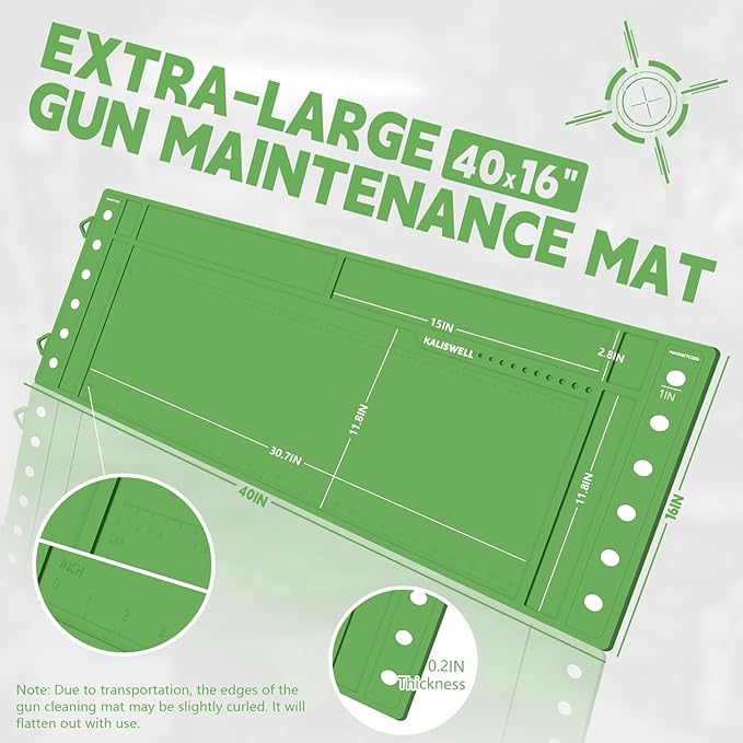 Gun Cleaning Mat, Extra-Large 40" X 16" Anti-Slip Rubberized Magnetic Gun Mat, Protective Workbench Pad for Gun Cleaning,Suitable for Commonly Used Firearms.,Built-in Centimeter and Inch Scales.