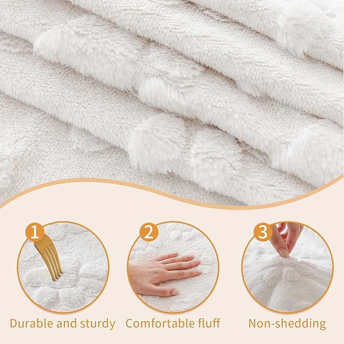 Waterproof Couch Cover for Dogs Washable,Fuzzy Pet Couch Covers for Sofa,Thick Soft Dog Mat Non-Slip Couch Covers for 3 Cushion Couch Sofa Pet Friendly (White, 23 * 23(2pcs))