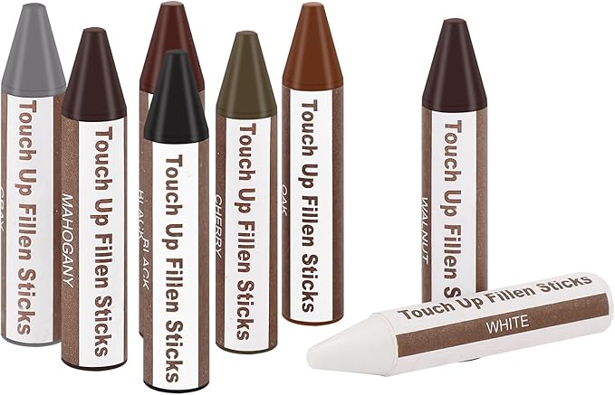 SEISSO Wood Furniture Scratch Repair Filler Sticks, 8 Colors Wax Sticks with Sharpener, Premium Wood Scratch/Dent/Crack/Mark/Stain Cover&Remover, Upgrade Crayons for Floor, Table, Door, Cabinet