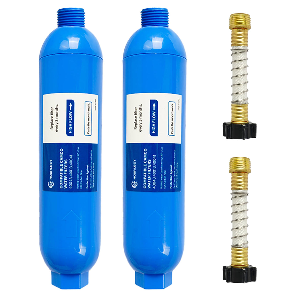Hourleey 2 Pack RV Inline Water Filter with 2 Flexible - Image 1