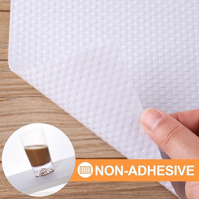 FLPMIX Shelf Liner for Kitchen Cabinets 14 inch Wide - Waterproof Cabinet Liner - Non-Adhesive Easy to Cut Drawer Mat for Cupboard Pantry Shelves - 14" X300 Inch White