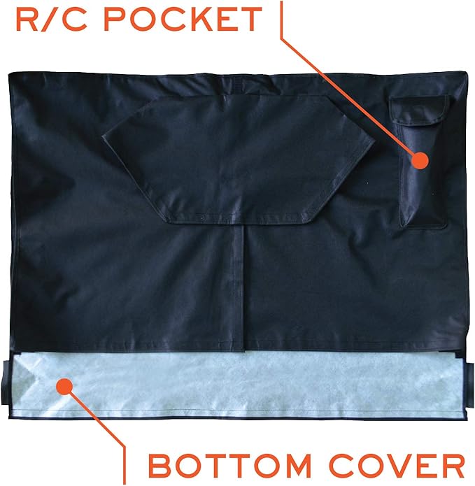 Outdoor TV Cover 48, 49, 50 inch - WITH FRONT FLAP - Weatherproof, Waterproof protection, Soft Interior, With Bottom cover - Black