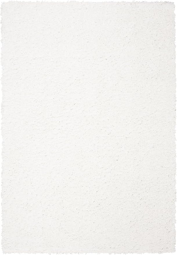 SAFAVIEH August Shag Collection Area Rug - 6'7" x 9', White, Solid Design, Non-Shedding & Easy Care, 1.5-inch Thick Ideal for High Traffic Areas in Living Room, Bedroom (AUG200A)