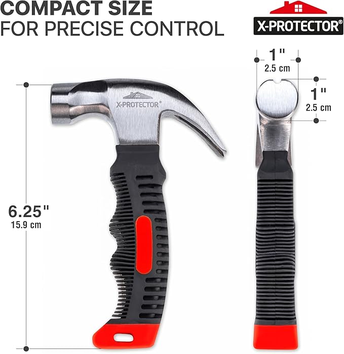 X-Protector Nail-On Furniture Pads Hammer - Small Magnetic Claw Hammer for Installing Furniture Leg Floor Protectors - Compact, Lightweight (8oz)