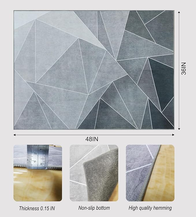 Office Chair Mat for Hardwood Floor & Low-Pile Carpet,36"*48" Highly Premium Quality Protector Floor Mat,Desk Chair Mat - Anti-Slip Carpet Chair Mats for Laminate/Tile Floor Black Grey