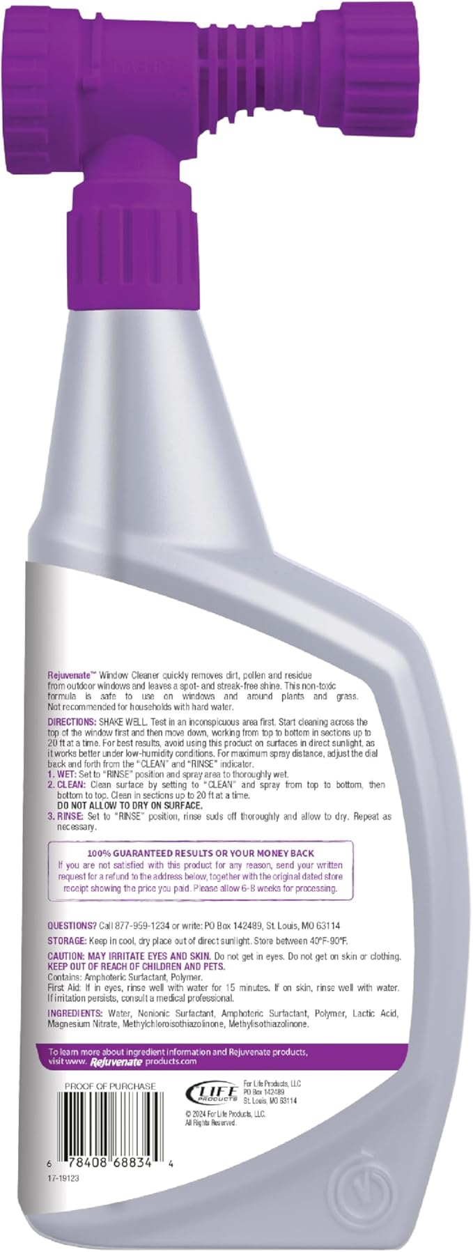 Rejuvenate Outdoor Window Spray and Rinse Cleaner with Hose End Adapter (2 x 32oz)