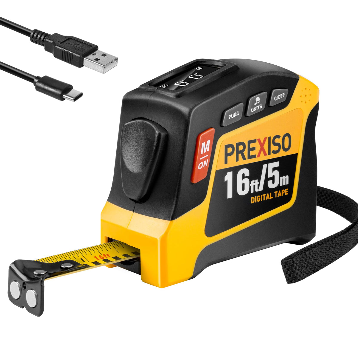 PREXISO 2-in-1 Digital Tape Measure, 16Ft Rechargeable Measuring - Image 1