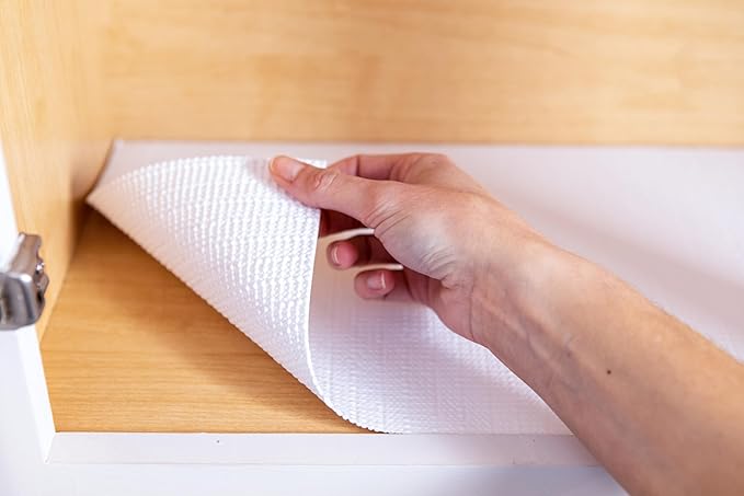 Smooth Top EasyLiner for Cabinets & Drawers - Easy to Install & Cut to Fit - Shelf Paper & Drawer Liner Non Adhesive - Non Slip Shelf Liner - 20in. x 6ft. - 6 Roll Project Pack - Taupe Buds
