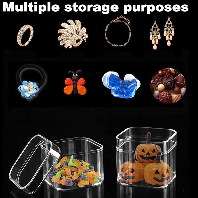 KissYou Acrylic Gift Box with Lid Clear Box Plastic Square Cube 24 Packs Candy Boxes Jewelry Storage Contanier Easter Decorative Boxes